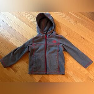 The North Face Kids Hoodie in Charcoal with Crimson Details